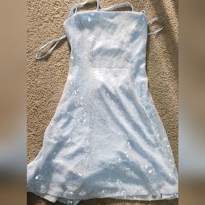 Light Blue Sequin Mini Dress